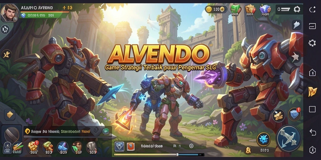 Tampilan screenshot gameplay strategis ALVENDO yang menarik.