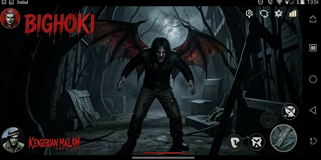 Gameplay BIGHOKI menampilkan suasana mencekam dan menegangkan.