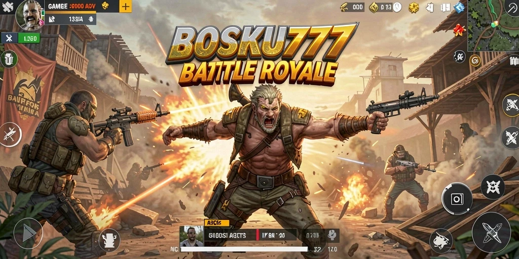 Tampilan gameplay Battle Royale yang seru dan menantang di BOSKU777.