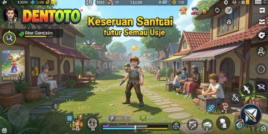 Tampilan gameplay DENTOTO yang penuh warna dan interaktif.