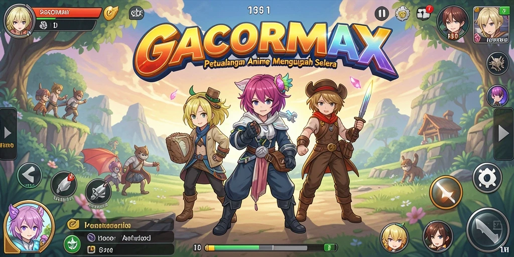 Tangkapan layar GACORMAX menampilkan aksi pertarungan karakter anime.