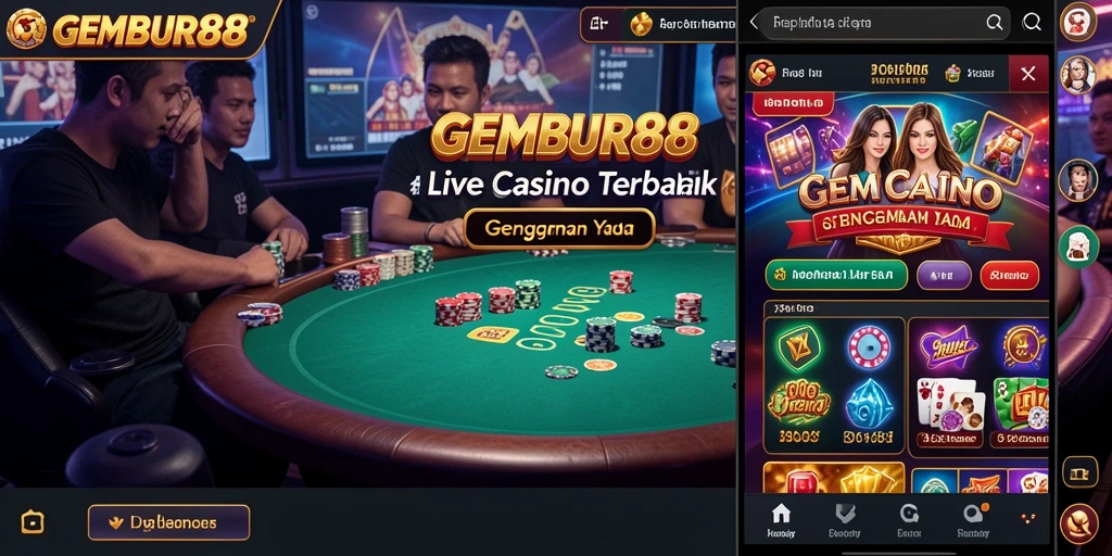 Screenshot gameplay Live Casino di GEMBUR88 dengan dealer langsung.