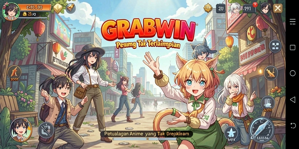 Tampilan menarik dari gameplay Anime di GRABWIN.