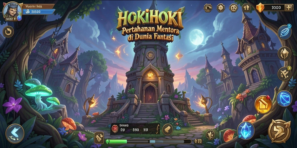 Gameplay intens HOKIHOKI dengan menara strategis dan serangan musuh.