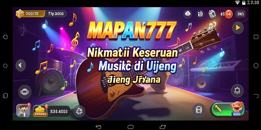 Screenshot utama dari MAPAN777 menampilkan gameplay musik yang seru.
