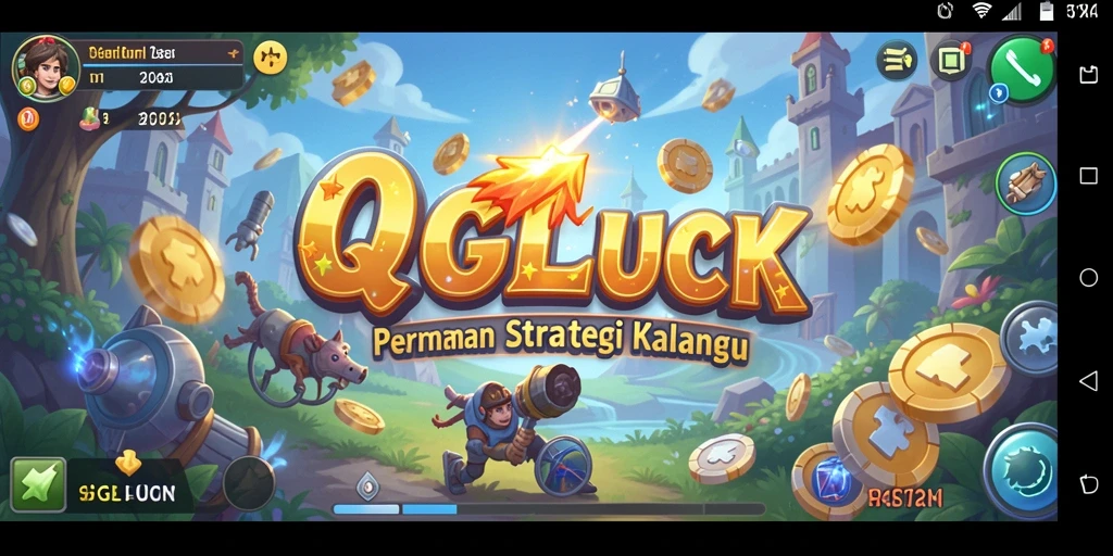 Tampilan gameplay QGLUCK yang memukau dengan elemen strategi.