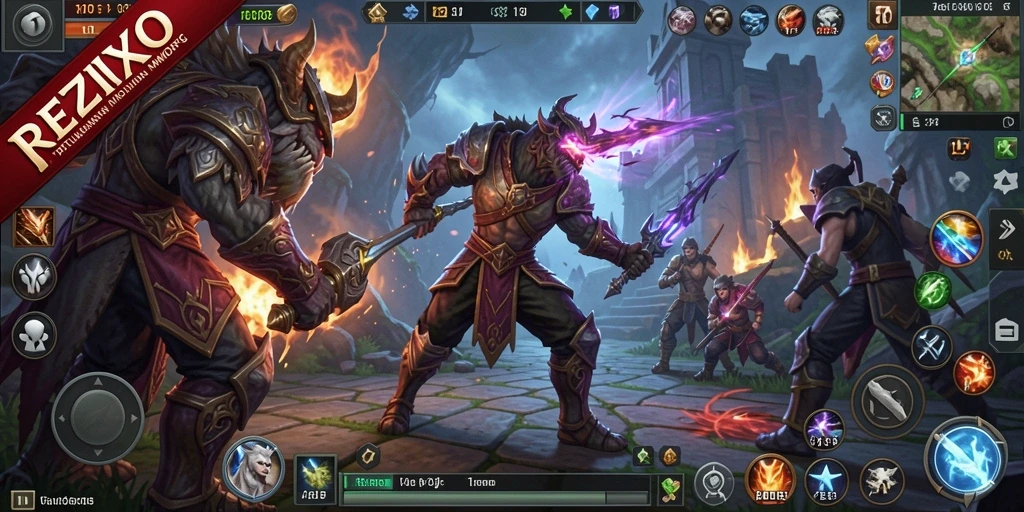 Tangkapan layar utama gameplay <strong>REZIXO</strong> menunjukkan aksi seru dalam dunia MMORPG.