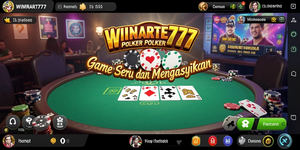 Tampilan gameplay seru dalam WINRATE777 dengan pemain yang bersaing di meja poker.